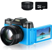 디지털 카메라 플립 스크린 48MP 셀카 광각 WIFI 4K 블로그 캠코더 16X Zoom 초보자 P Orograp Kids Gift 230227