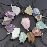 Natural Crystal Stone Irregular Raw Ore Pendant Energy Healing Gemstone Amazonite Amethyst Necklace Charms Women Jewelry