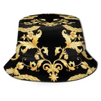 Sombreros de borde anchos sombreros de cubo de cubo de lujo flores flores de pescadores dorados