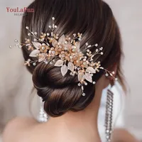 Wedding Hair Jewelry YouLaPan HP358 Alloy Flowers Bridal Comb s Headwear Bridesmaid Clips Leaf Accessories Headdress l230225
