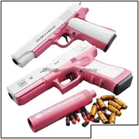 Gun Toys Kids Toy Model with Jump Ejecting Outdoor Sports Mag Soft s for Boys Girls Pl Back Action Pistol Foam Blaster p Dhoe3
