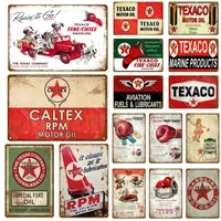 Texaco Gasoline Metal Tin Signs Caltex RPM Motore Olio Poster Adesivo per parete Vintage Art Painting Station Bas