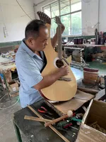 Natural 6-6-8 strängar Harp Acoustic Guitar 3 i 1 Cithara Musical Instrument Double Head Lyra med ombordför Stäm pickup EQ