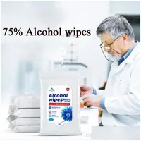 Wet Wipes 10Pcs/Bag 75 Alcohol Disinfecting Disposable Hand Skin Cleaning Wipe Portable Clean Dipes Drop Delivery Health Beauty Care Dhbfu