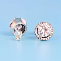 Whole -Elegant Earrings 925 Sterling Silvers With CZ Diamonds for Pandora Jewelry with Original Box Wild Fashion Round Ladies Ear285W
