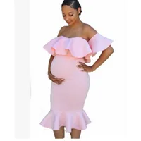 Ruffles Maternity Gravidez Dress Photography Props Roupas de maternidade para sessões de fotos vestidos grávidas para mulheres plus size B575
