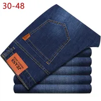 Heren jeans 30-48 ontwerper mannelijke zipper casual heren lente herfst reguliere fit slanke stretch hoge taille hlx07