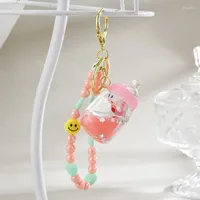 Creative Cute Floating Milk Pig Keychain For Keys Pendant