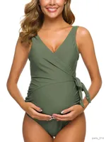 Maternity Swimwear Women Leaf Print One-Piece Swimsuit Pregnancy