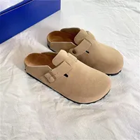 Real leather boot head pull cork slippers female male summer anti-skid lazy shoes lovers beach Scuffs XX00