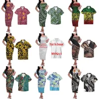Robes décontractées Hycool Polynesian Silver Tribal For Women Party Tattoos Print Plus taille Couple Vêtements Samoan Matching Men Shirts287a