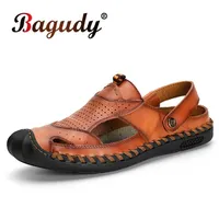 Sandals Fashion Summer Male Casual Shoes Genuine Leather Men Handmade Comfortable Beach Man Outdoor Slipper324R