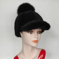 Visores sombrero invierno Gerente de béisbol genuino Rusia Fashion Elegant Lady Ball Pachaw
