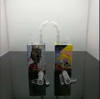 Курительная труба перемещение табачных кальянов цветовая квадратная печать стеклянная сигарета набор стеклян