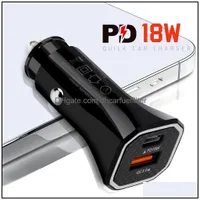 Chargeur de voiture 18W QC 3.0 USB Type C Dual Port Pd Téléphone de charge rapide pour S8 MTI-interface Drop Livraison 2021 Mobiles MOT DHCARFANELFILTER DH1VN