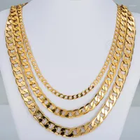 Kedjor mode gåva guldkedja halsband för män kvinnor smycken herr halsband fylld trottoark kubansk länk