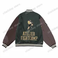 21SS Automne Sportwear Man Women Designers Jackets Baseball Faux Leather Fightcamp Thai Boxing Coats Outwear Vêtements Green Ye335p