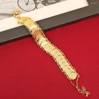 Link Bracelets 이슬람 무슬림 고대 동전 팔찌 금색 아랍 돈 사인 제작자 선물
