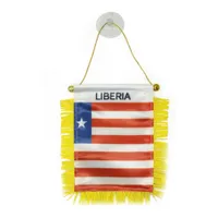 Wisząca okno Liberia Flaga 10x15 cm dwustronna mini wiszące flagi z kubkiem ssącym do dekoracji drzwi domowych