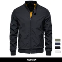 남자 재킷 aiopeson 단색 야구 재킷 캐주얼 스탠드 폭격기의 가을 고품질 슬림 220901