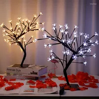 Nachtlichter LED Kirschbl￼tenbaumbonsai Fairy Light Tisch Zweig Lampe Home Shop Festival Party Dekor Geschenk Ornamente