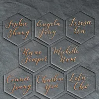Cartes de voeux 20pcs acrylique claire hexagone vierge placer laser coup￩ carreaux lisses d￩coration de mariage pour les num￩ros de table nom de l'invit￩ 322i