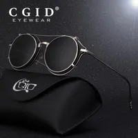 CGID 2018 Fashion Men Men Polarized Sunglasses круглый стимпанк съемный клип на Shades Brand Designer Sun Glass Vintage Metal E76 Y19278J