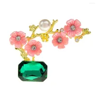 Brooches CINDY XIANG Chinese Style Plum Flower For Women 2 Colors Available Crystal Pin Pearl Accessories High Quality 2022