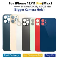 OEM Big Hole Back Glass Counts для iPhone 8 8plus x XR XS 11 12 Pro Max Аккумуляторная батарея задняя крышка 256A