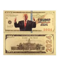 Decoraciones navideñas Trump 2024 Gold Foil Impresión Billada de billetes Presidential Camina de campaña Dollar Commemorativo