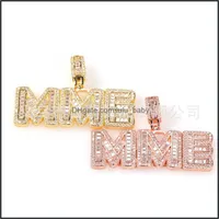 Pendant Necklaces A-Z Custom Mini Baguette Letters Pendant Necklace With Name Men Zircon Commission Gift Hip Hop Jewelry 669 Q2 Drop Dhttp