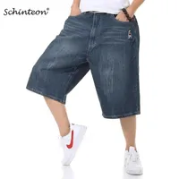 Schinteon yaz artı beden geniş bacak kot pantolon erkek kaykay yağma baggy erkekler kot pantolon 42 44 48 211112261k