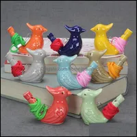 العناصر الجديدة طيور شكل الطيور صافرة الأطفال السيراميك ماء Ocarina Song chirps Bathtime Kids Toys هدية عيد الميلاد 8 ألوان إسقاط تسليم DHRMG