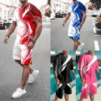 Men's Tracksuits Summer Men Tracksuit Set 2 Piece Sport Suit Casual Short Sleeves Print T-shirt Shorts Pants 3D Printed Streetwear Tshirt