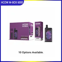 Otantik HCOW M-Box Tek Kullanımlık E Sigara Cihaz Kiti 6000 Puflar USB Tip-C Şarj Edilebilir Pil 15ml Önceden doldurulmuş kapsüller Mesh Bobin Kartuşları Büyük Mod Vape