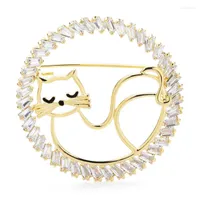 Brooches Wuli&baby Lovely Cat For Women Designer Cubic Zirconia Sparkling Party Office Brooch Pin Gifts