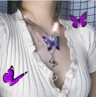 Anhänger Halsketten 2022 Harajuku Farbwechsel Schmetterling Halskette Ästhetische Kette für Frauen Igirl Kristallketten Hip Hop Geschenk Jewe