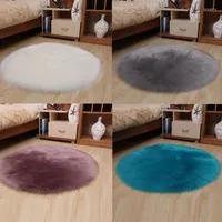 Carpets OIMG Faux Fur Area Rug Fluffy Carpet Round Shape 6cm Pile For Living Room Bedroom Sea Set Home Deco