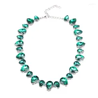 Charker Charde Green Gem Stone Collar Declaraci￳n de cristales Babs Babs Joyer￭a para mujeres Regalo de boda de cuello de fiesta nupcial