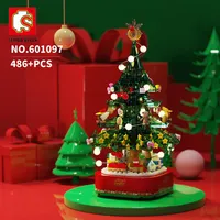 Sembo Block Creator Expert CHROEL TREE MÜZİK KUTU SET Köyü Tren Noel Baba Hediye Yapı Blocks Yaratıcı Noel Çocuk Oyuncak Q1126242I