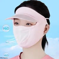 Geniş Memlu Şapkalar İnce nefes alabilen ipek güneş koruyucu tam yüz maskesi yaz UV koruma bisiklet açık plaj güzellik güneş şapka kadınlar 2022