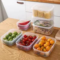 Küche transparente Plastiklagerbox Körner Bohnen Obst Lagerbehälter Home Versiegelte Lebensmittelbehälter Kühlschrank Organisator Th0231