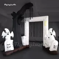 Personalized Inflatable Bouncers Ghost Arch Outdoor Halloween Decorations 3m/4m Lighting Air Blow Up Grave Entrance Gate For Event