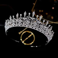 Clipes de cabelo Asnora de alta qualidade Tiara Crown Casamento Princesa Princesa Principal Partido Real Jóias de Ladies de Zirconia Cúbica
