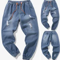 Güneş Business Sıradan Erkekler Kot Para Hombre Tam uzunlukta katı delik satan kot pantolon strappati uomo 3L552578