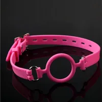 Newest pink silicone open mouth gag bondage harness ring gags bdsm fetish restraints sex games toys for couples sextoys2509