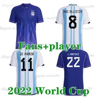 22 23 Argentyna wyjazdowa koszulka piłkarska 2022 COPE America Home Football Shirts 2023 2021 Dybala Lo Celso Narodowa drużyna Maradona Women Men Fan Fan fanów Wersja