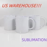 Местный склад 11 унций/15 унций сублимация кофейная кружка с ручкой DIY Ceramic Белая керамика чашки для питья