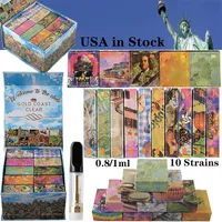 USA en stock Atomizers Nouvel emballage Gold Coast Clear Cleramic Vape Cartridges E Ciga Packaging Vapes Vapes Chariots Verre