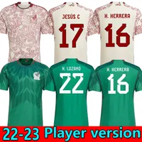 Oyuncu Versiyon 2022 Meksika Futbol Formaları Özel Baskı Concacaf Altın Kupa Camisetas 22 23 Chicharito Lozano Dos Santos Guardado Futbol Gömlek Çocuk Kiti